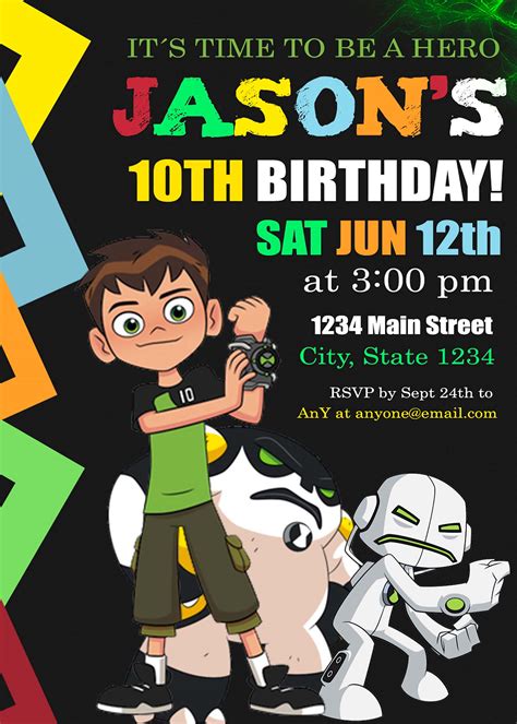 ben 10 birthday party invitations.